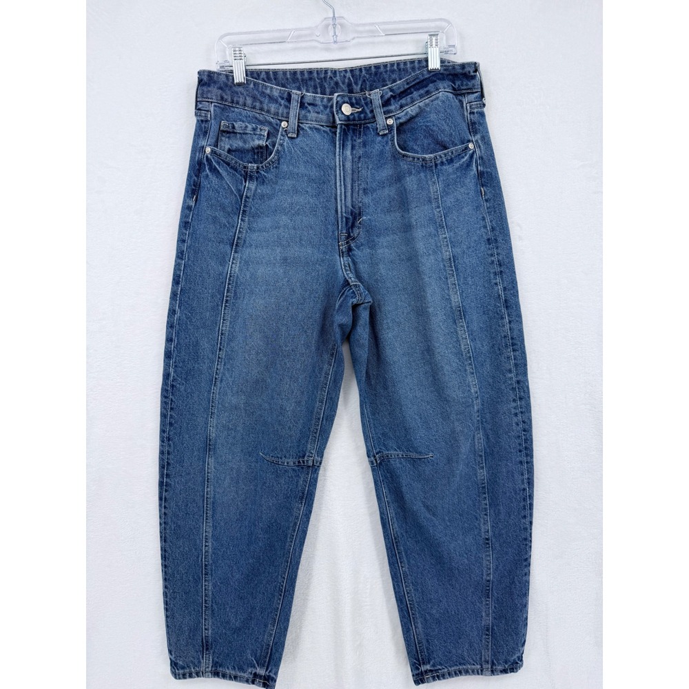 H&M &Denim Barrel Loose Fit Mid Waist Jeans Medium Wash Size 8 US Normcore